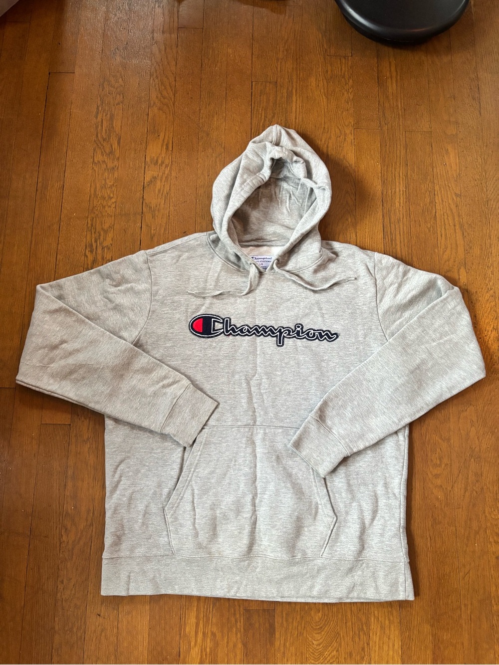 Champion Heather Gray Pullover Hoodie with Script Logo